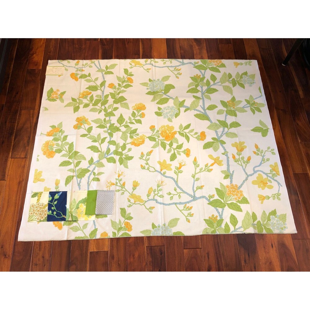 Vintage Fabric Swatch Greeff Chinese Hydrangea England NEW Old Stock 1976